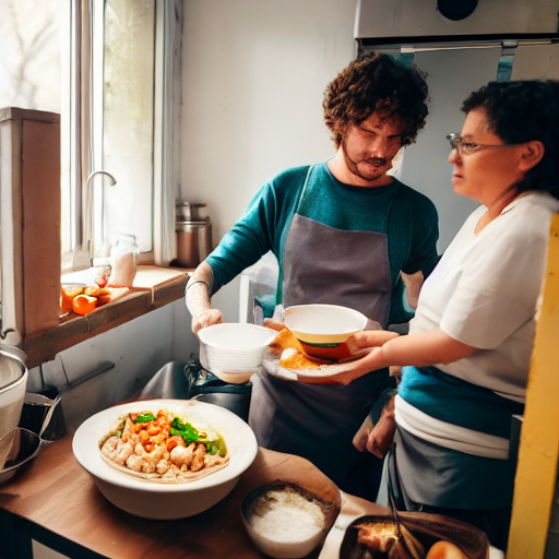 002_Three people are preparing a meal in a small kitchen..png